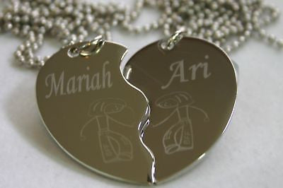 PERSONALIZED SPLIT HEART GIRL GIRL BFF  NECKLACE SET STAINLESS STEEL - Samstagsandmore