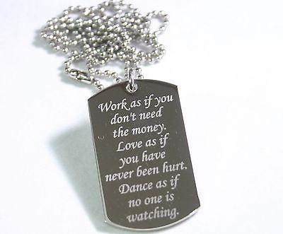 LIVING LIFE SPECIAL  MESSAGE NECKLACE PENDANT DOG TAG STAINLESS STEEL - Samstagsandmore