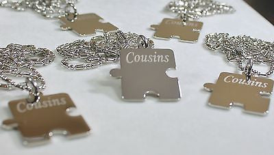 PERSONALIZED PUZZLE PIECES PENDANTS NECKLACE EIGHT, FAMILY COUSINS, - Samstagsandmore