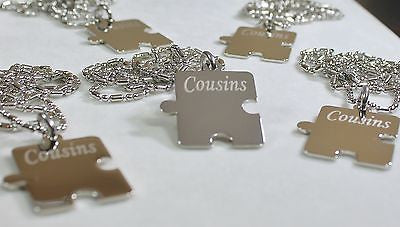 PERSONALIZED PUZZLE PIECES PENDANTS NECKLACE FIVE FAMILY COUSINS FRIENDS TEAM - Samstagsandmore