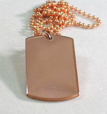 SOLID PURE COPPER HEAVY DUTY POLISHED DOG TAG NECKLACE PENDANT FREE ENGRAVE - Samstagsandmore
