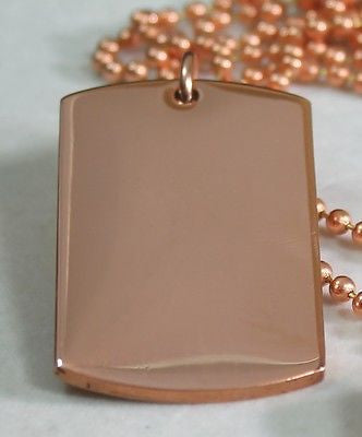 SOLID PURE COPPER HEAVY DUTY POLISHED DOG TAG NECKLACE PENDANT FREE ENGRAVE - Samstagsandmore