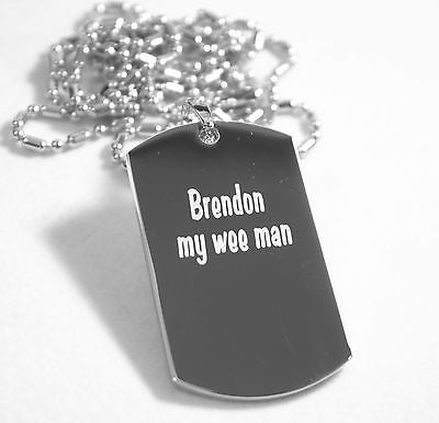 PERSONALIZED PICTURE STAINLESS STEEL DOG TAG AND NECKLACE ENGRAVE YOUR MESSAGE silver2950photo1 - Samstagsandmore