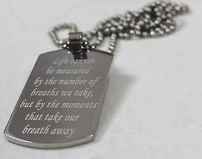 LIVE LIFE QUOTE POEM SOLID STAINLESS STEEL MOTIVATIONAL DOG TAG - Samstagsandmore