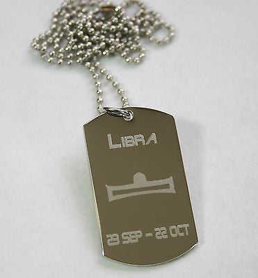 LIBRA ZODIAC SIGN TRAITS DOG TAG NECKLACE PENDANT STAINLESS STEEL - Samstagsandmore