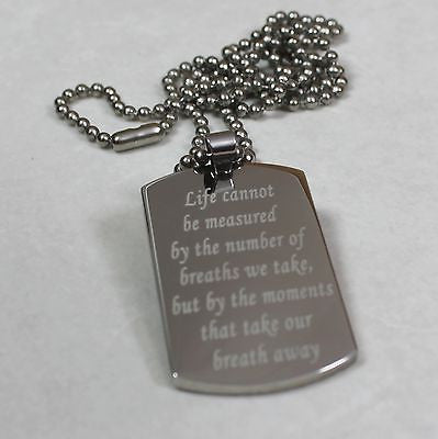 LIVE LIFE QUOTE POEM SOLID STAINLESS STEEL MOTIVATIONAL TAG NECKLACE - Samstagsandmore
