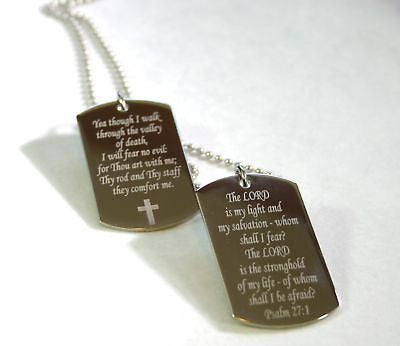 PSALM TAGS STAINLESS STEEL CUSTOM PRAYER MILITARY STYLE  NECKLACE - Samstagsandmore