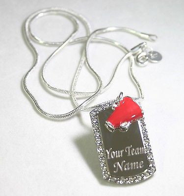 Cheerleading .925 necklace CZ pendant with red charm free engraving - Samstagsandmore