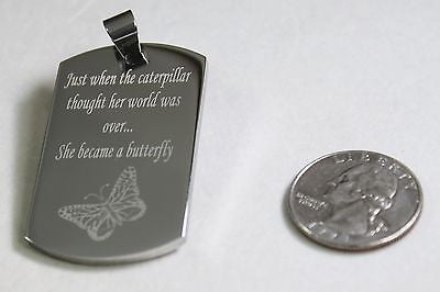 CATERPILLAR TURNS INTO BUTTERFLY MOTIVATIONAL SOLID STAINLESS STEEL NECKLACE - Samstagsandmore