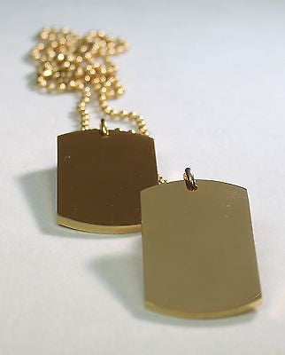 GOLD IPG PLATED PENDANT 2  DOG TAG SOLID  STAINLESS STEEL MILITARY STYLE - Samstagsandmore