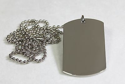 STAINLESS STEEL BLANK DOG TAG PENDANT NECKLACE - Samstagsandmore