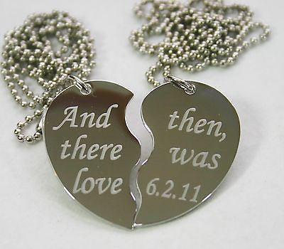 TEXT ONLY SPECIAL WORDS SPLIT HEART TAG NECKLACES FREE ENGRAVING STAINLESS STEEL - Samstagsandmore