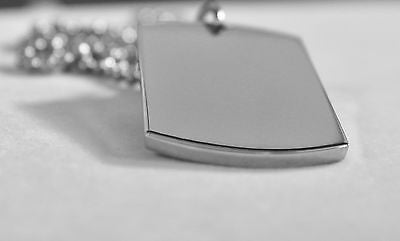 SOLID STAINLESS STEEL HEAVY DUTY POLISHED DOG TAG NECKLACE PENDANT FREE ENGRAVE - Samstagsandmore