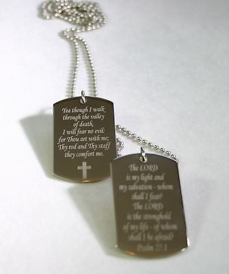 PSALM TAGS STAINLESS STEEL CUSTOM PRAYER MILITARY STYLE  NECKLACE - Samstagsandmore