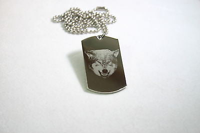 STAINLESS STEEL WOLF SNARLING   DOG TAG NECKLACE PENDANT - Samstagsandmore