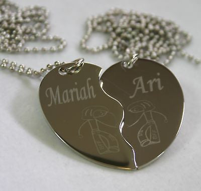PERSONALIZED SPLIT HEART GIRL GIRL BFF  NECKLACE SET STAINLESS STEEL - Samstagsandmore