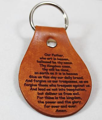 LORDS PRAYER LEATHER LASER ENGRAVED KEY CHAIN MADE IN THE USA 2X ENGRAVING - Samstagsandmore