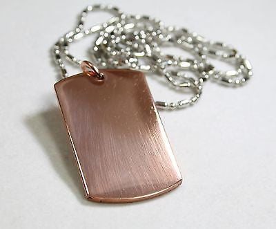 SOLID PURE COPPER HEAVY DUTY POLISHED DOG TAG RHODIUM NECKLACE PENDANT - Samstagsandmore