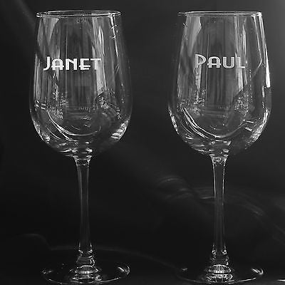 2 PERSONALIZED  WINE GLASSES YOUR NAME 18.5 OZ EACH SAND CARVED - Samstagsandmore