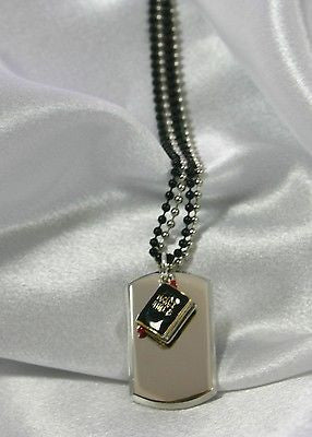 HOLY BIBLE CHARM, DOG TAG NECKLACE, 3D OR  CZ, FREE ENGRAVING - Samstagsandmore