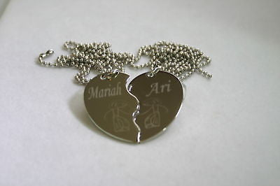 PERSONALIZED SPLIT HEART GIRL GIRL BFF  NECKLACE SET STAINLESS STEEL - Samstagsandmore