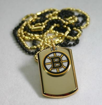 BOSTON BRUINS GOLD IPG STAINLESS STEEL DOG TAG NECKLACE TAG PENDANT ENGRAVE - Samstagsandmore