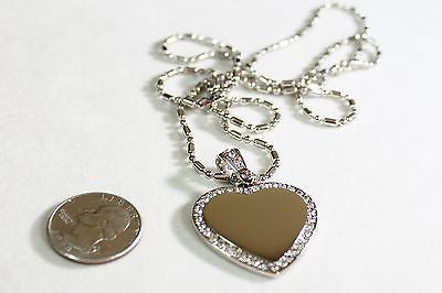 STAINLESS STEEL  CZ BLING HEART AND BALE  CUSTOM DOG TAG NECKLACE - Samstagsandmore