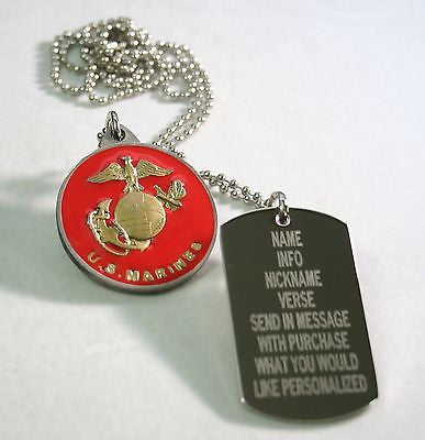 MARINE STAINLESS STEEL DOG TAG MILITARY STYLE, LOGO, PERSONALIZE - Samstagsandmore