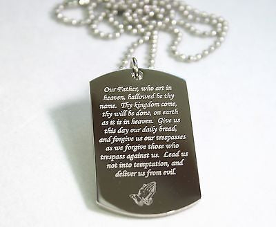 LORD'S PRAYER RELIGIOUS PRAYER DOG TAG NECKLACE STAINLESS STEEL - Samstagsandmore