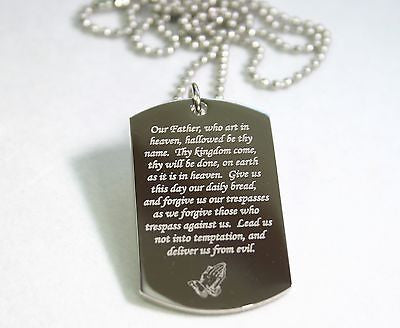 LORD'S PRAYER RELIGIOUS STAINLESS STEEL PRAYER DOG TAG NECKLACE - Samstagsandmore