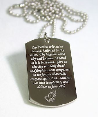 LORD'S PRAYER RELIGIOUS PRAYER DOG TAG NECKLACE STAINLESS STEEL - Samstagsandmore