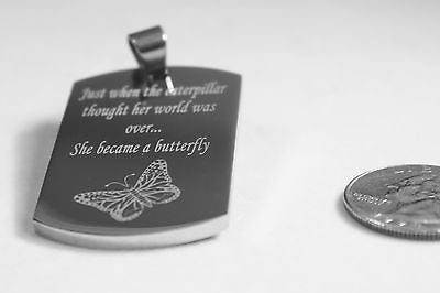 CATERPILLAR TURNS INTO BUTTERFLY MOTIVATIONAL SOLID STAINLESS STEEL NECKLACE - Samstagsandmore