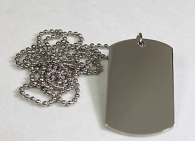STAINLESS STEEL BLANK DOG TAG PENDANT NECKLACE - Samstagsandmore