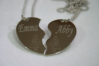 PERSONALIZED SPLIT HEART BFF LITTLE GIRLS  NECKLACE SET STAINLESS STEEL - Samstagsandmore