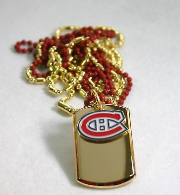 NHL MONTREAL CANADIEN'S STAINLESS IPG GOLD NECKLACE DOGTAG PENDANT ENGRAVE - Samstagsandmore