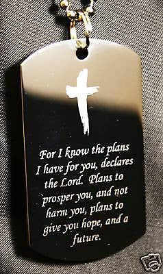 JEREMIAH VERSE PLANS FOR YOU LORD CROSS TAG NECKLACE STAINLESS STEEL - Samstagsandmore