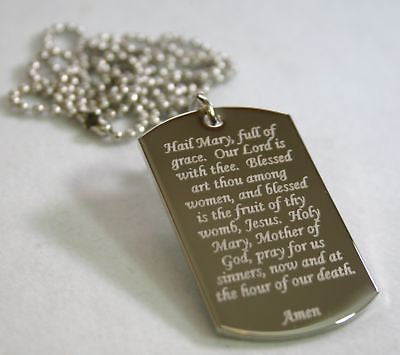 HAIL MARY WITH JESUS PRAYER SPECIAL DOG TAG NECKLACE STAINLESS STEEL - Samstagsandmore