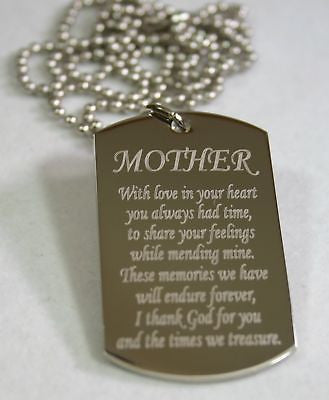 MOM MOTHER MESSAGE SPECIAL NECKLACE POEM DOG TAG STAINLESS STEEL - Samstagsandmore