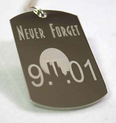 911 9-11 NEVER FORGET STAINLESS STEEL TAG NECKLACE MEMORIAL - Samstagsandmore