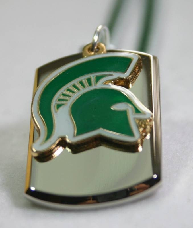STAINLESS STEEL 3D TAG MICHIGAN STATE SPARTANS COLLEGE  NECKLACE TAG PENDANT - Samstagsandmore