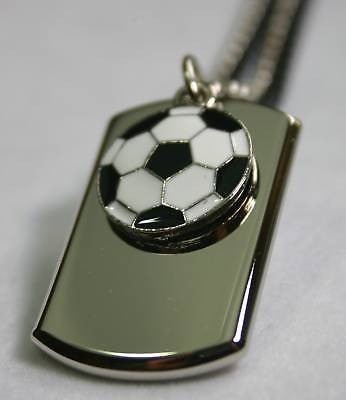 SOCCER FOOTBALL STAINLESS STEEL 3D TAG NECKLACE PENDANT - Samstagsandmore