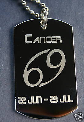 STAINLESS STEEL SILVER COLOR CANCER ZODIAC  SIGN TRAITS DOG TAG NECKLACE PENDANT - Samstagsandmore