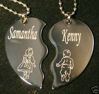 PERSONALIZED SPLIT HEART BFF BOY GIRL NECKLACE SET STAINLESS STEEL - Samstagsandmore