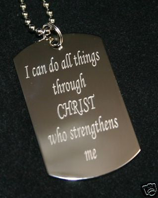 I CAN DO ALL THINGS THROUGH CHRIST DOG TAG NECKLACE STAINLESS STEEL - Samstagsandmore