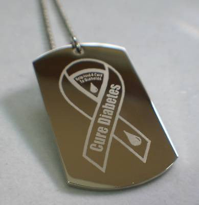 STAINLESS STEEL MEDICAL/DIABETES SILVER TONE DOG TAG NECKLACE - Samstagsandmore