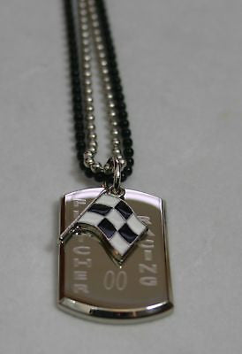 NASCAR RACING FLAG NECKLACE STAINLESS STEEL  DOG TAG PENDANT FREE ENGRAVING - Samstagsandmore