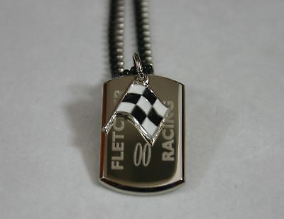 NASCAR RACING FLAG NECKLACE STAINLESS STEEL  DOG TAG PENDANT FREE ENGRAVING - Samstagsandmore
