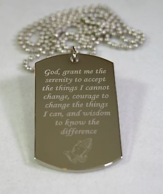 Recovery, awareness dog tag necklace, stainless steel - Samstagsandmore