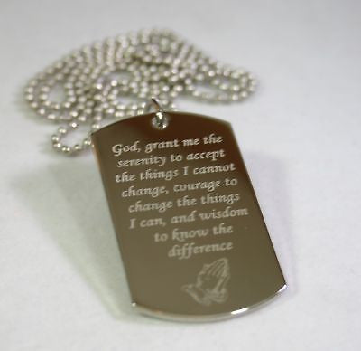 Recovery, awareness dog tag necklace, stainless steel - Samstagsandmore