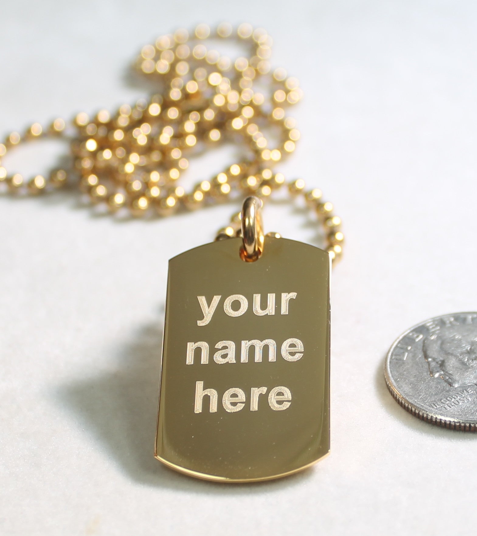 BOSTON BRUINS GOLD IPG STAINLESS STEEL DOG TAG NECKLACE TAG PENDANT ENGRAVE - Samstagsandmore